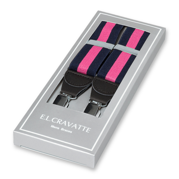 Navy/Rosa gestreifte Hosenträger (1)