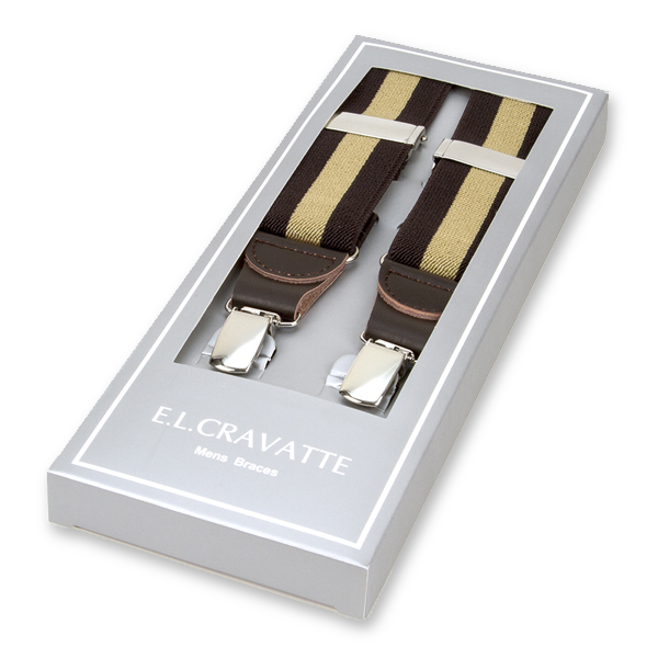 Braun/ beige gestreifte Hosenträger (1)