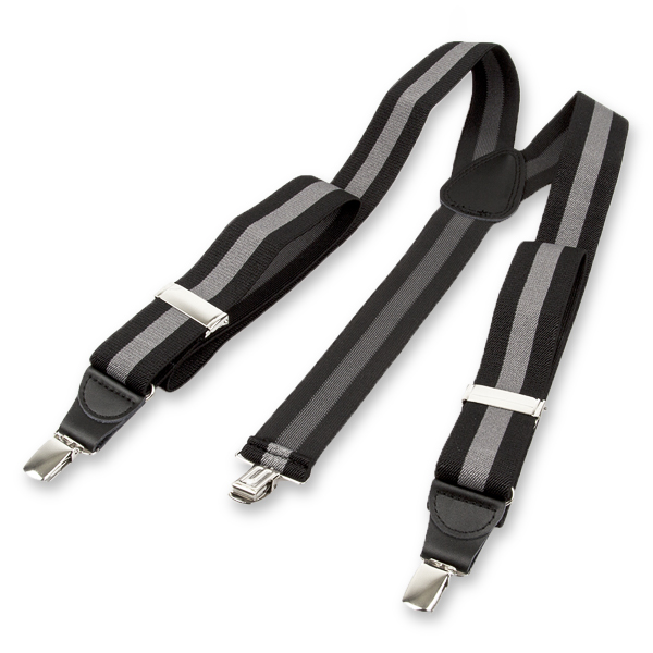 Schwarz/grau gestreifte Hosenträger (2)