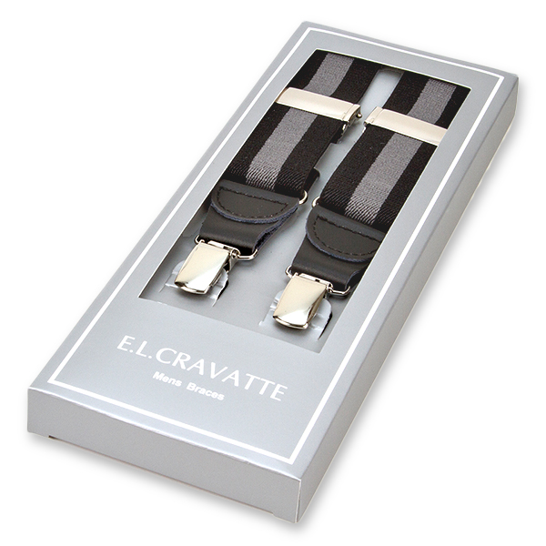 Schwarz/grau gestreifte Hosenträger (1)