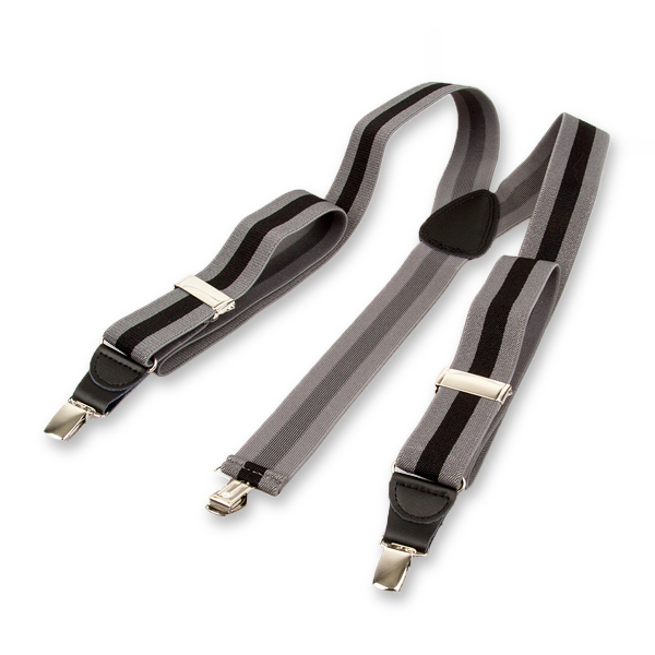 Grau/ schwarz gestreifte Hosenträger (2)