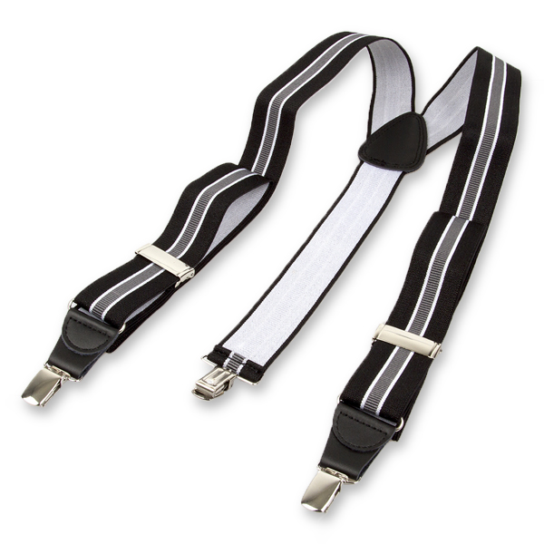 Schwarz/grau gestreifte Hosenträger (2)