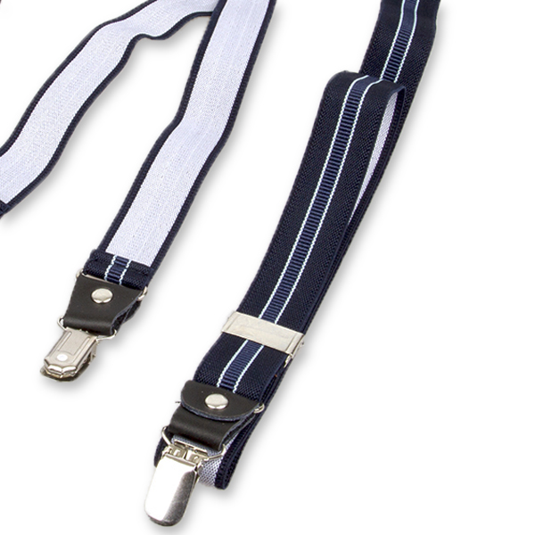 Schmale navy/blau gestreifte Hosenträger  (3)