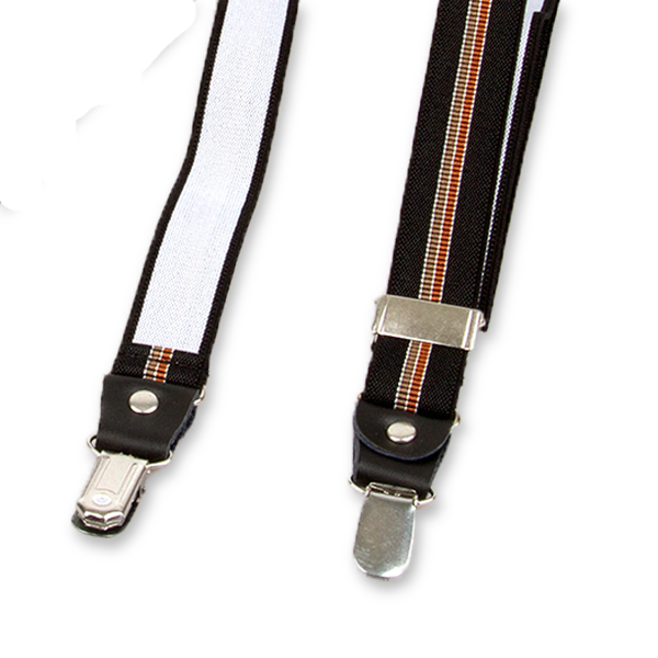 Schmale schwarz/braun gestreifte Hosenträger  (2)