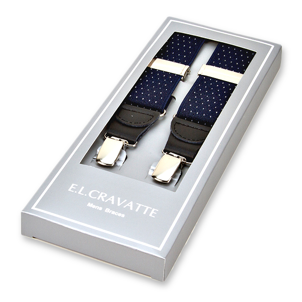 Navy/ weiß gepunktete Hosenträger (1)