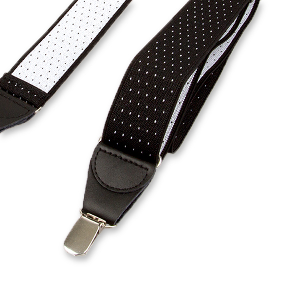 Schwarz/weiß gepunktete Hosenträger (2)