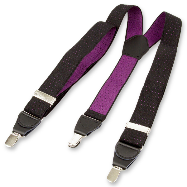 Schwarz/violett gepunktete Hosenträger (3)