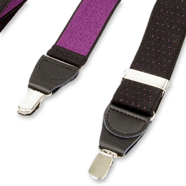 Schwarz/violett gepunktete Hosenträger (2)