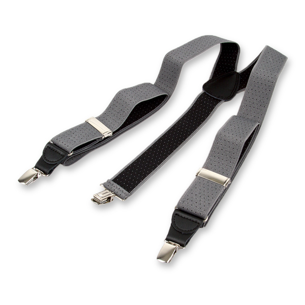 Grau/schwarz gepunktete Hosenträger (2)