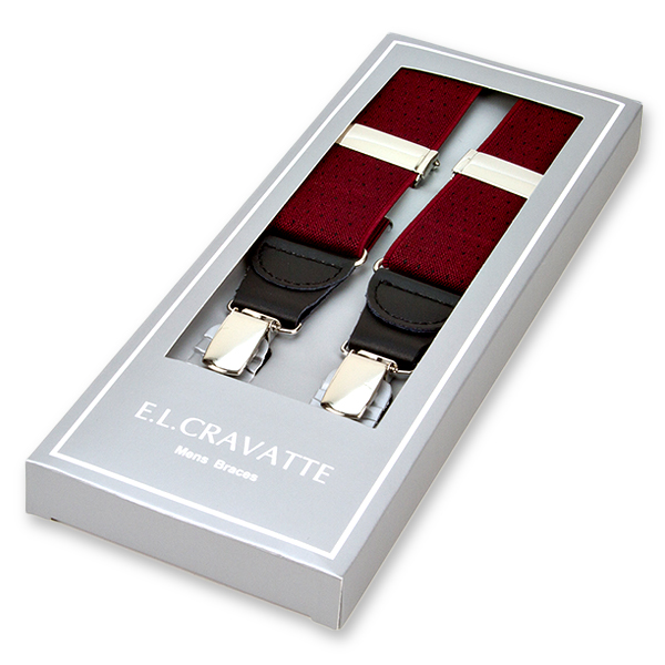 Bordeaux/schwarz gepunktete Hosenträger (1)