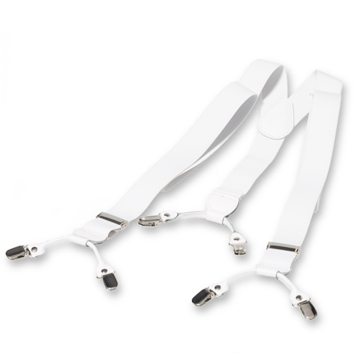 Weiße Hosenträger mit Klammern (2)