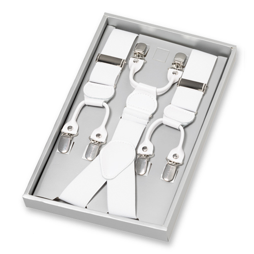 Weiße Hosenträger mit Klammern (1)