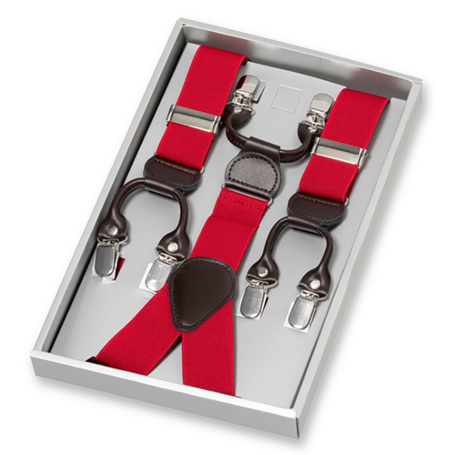 Dunkelrode Hosenträger mit Klammern (1)