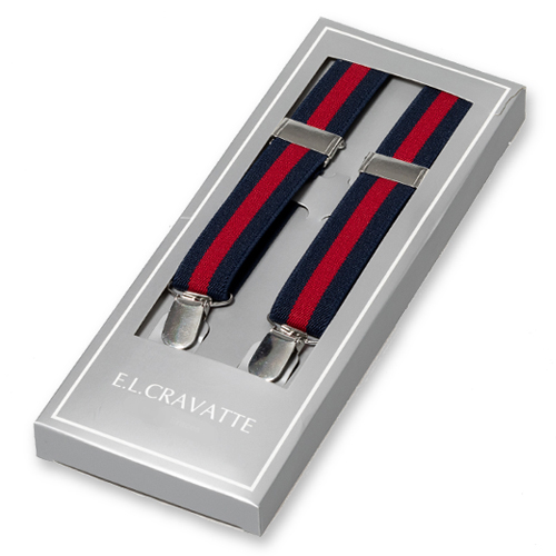 Gestreifte Hosenträger Blau Rot für Damen (1)