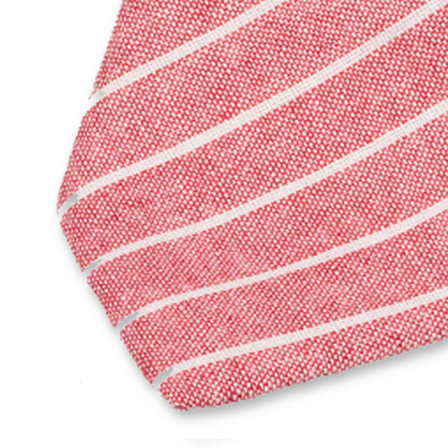 Gestreifte Krawatte aus Leinen - Rot-Weiß (2)