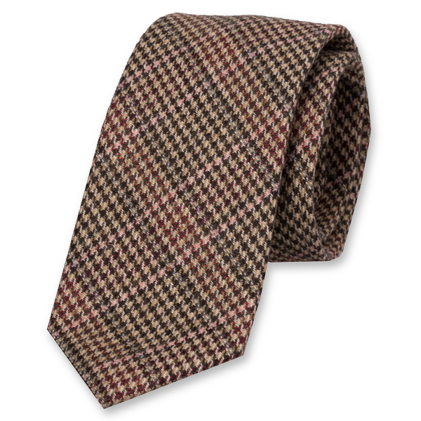Braun/fuchsia Wollkrawatte - Karo (1)
