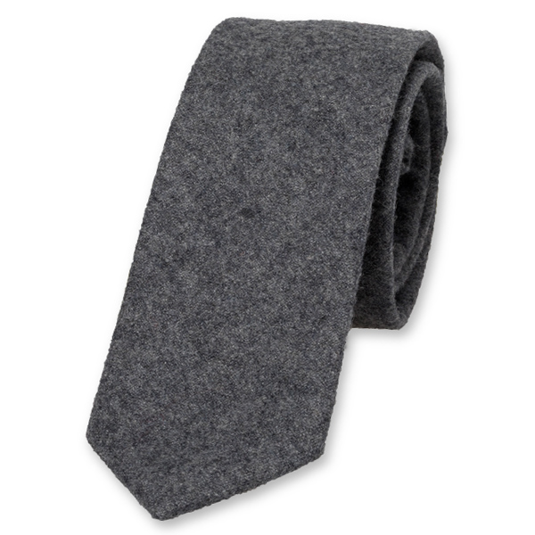 Schmale dunkelgraue Krawatte aus Wolle (1)