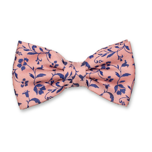 Luxuriöse Fliege in Hellrosa - Blaue Blumen (1)