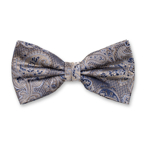 Beige Luxusschleife - Dunkelblaues Paisley (1)