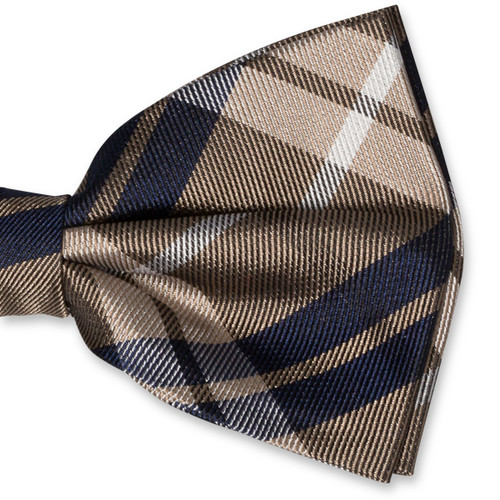 Karierte Herrenfliege beige/ navy (2)