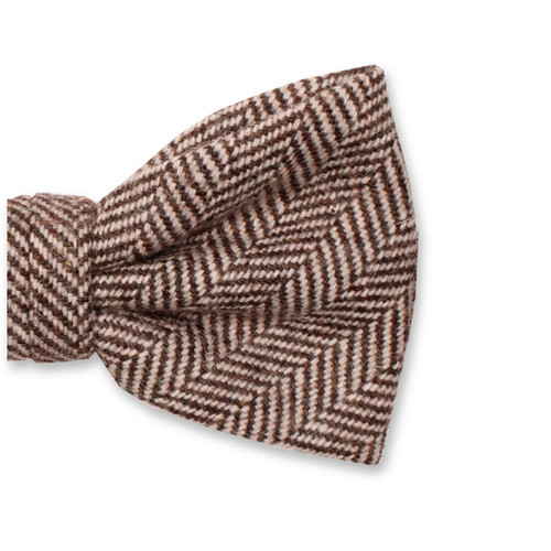 Braune Fliege mit Fischgrätenmuster – Wolle (2)