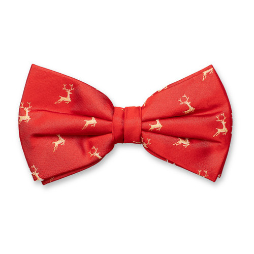 Luxuriöse rote Weihnachtsfliege - Rentiermuster  (1)