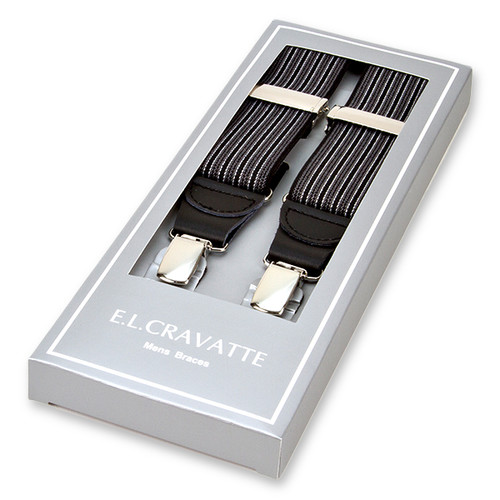 Schwarz/grau gestreifte Hosenträger (1)