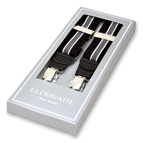 Schwarz/grau gestreifte Hosenträger (1)