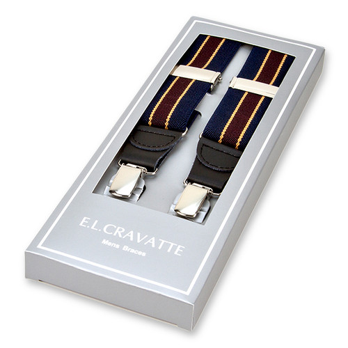 Navy/bordeauxrot gestreifte Hosenträger (1)