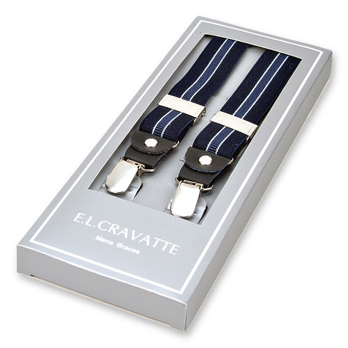 Schmale navy/blau gestreifte Hosenträger  (1)