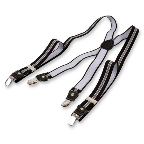 Schmale schwarz/grau gestreifte Hosenträger  (2)