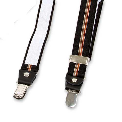 Schmale schwarz/braun gestreifte Hosenträger  (2)