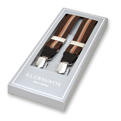 Schmale braun gestreifte Hosenträger  (1)