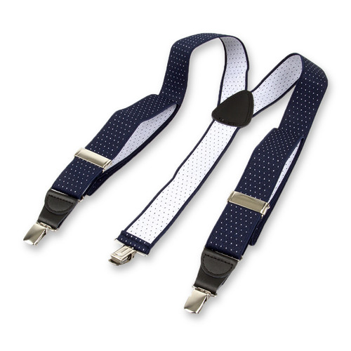 Navy/ weiß gepunktete Hosenträger (2)