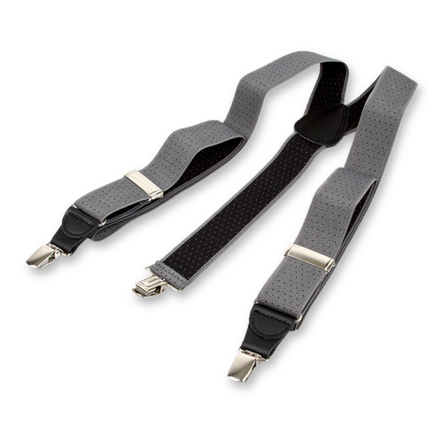 Grau/schwarz gepunktete Hosenträger (2)