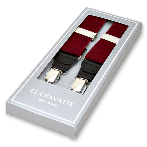 Bordeaux/schwarz gepunktete Hosenträger (1)