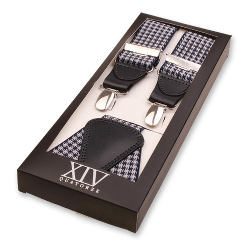 XIV Hosenträger - Hahnentrittmuster Dunkelblau (1)