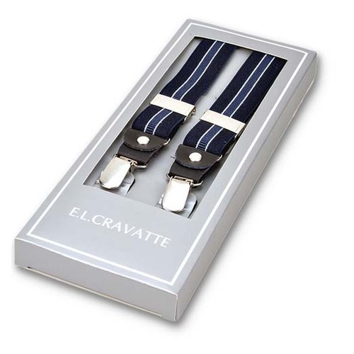 Schmale navy/blau gestreifte Hosenträger für Damen (1)