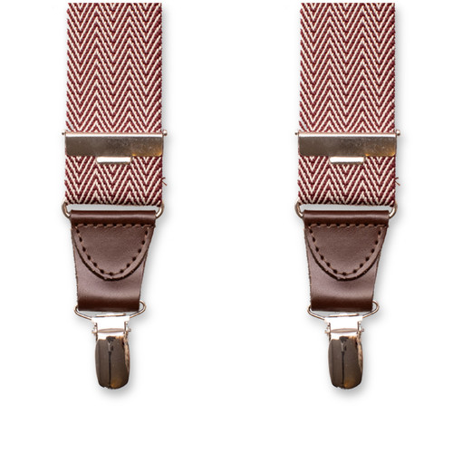 XIV Hosenträger - Fischgrätmuster Burgunderrot (4)