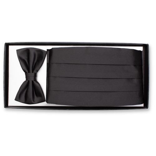 Schwarze Kummerbund-set - Seide (1)