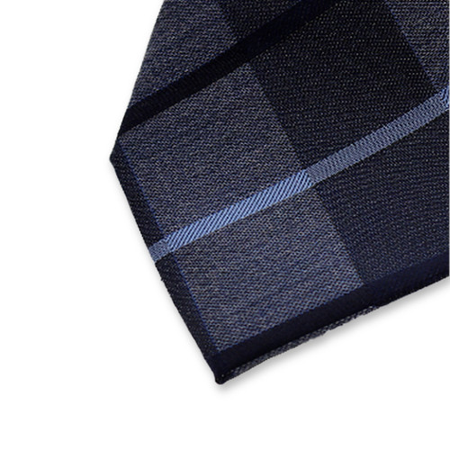 Dunkelblaue Krawatte mit großem Karomuster (2)