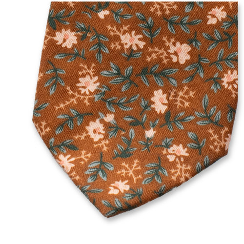 Braune Krawatte mit Blumenmuster (2)