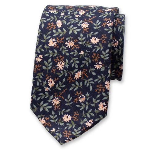 Dunkelblaue Krawatte mit Blumenmuster (1)