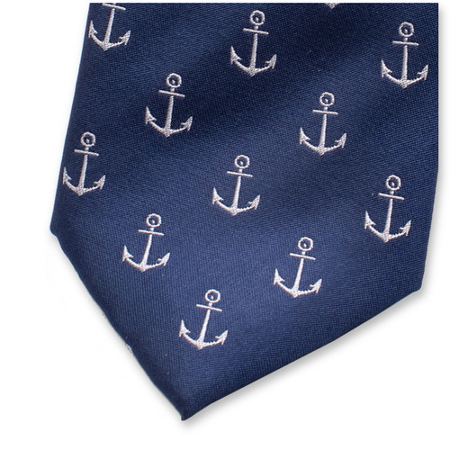 Marineblaues Krawattenmuster mit Anker (2)