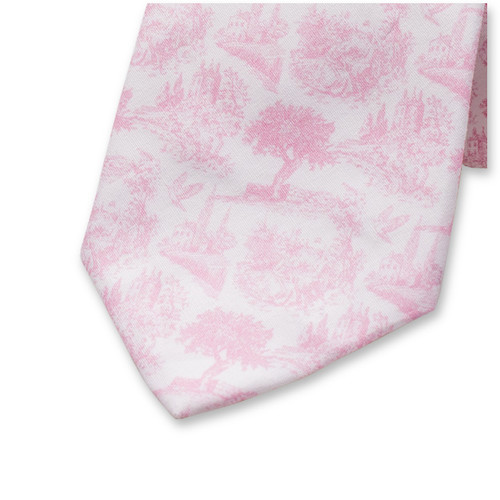 Baumwollkrawatte Toile de Jouy - Hellrosa (2)
