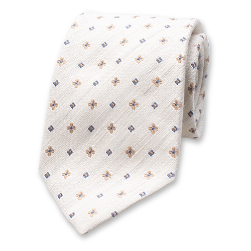 Offwhite Krawatte Feines Muster - Italienische Seide (1)