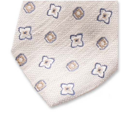 Offwhite Krawatte Klassisches Muster - Italienische Seide (2)