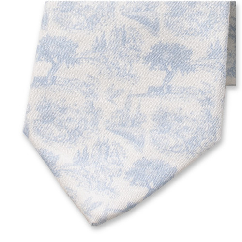 Baumwollkrawatte Toile de Jouy - Hellblau (2)