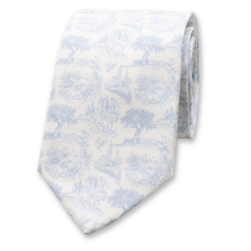 Baumwollkrawatte Toile de Jouy - Hellblau (1)