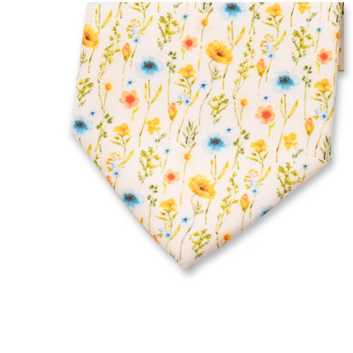 Buttergelbe Krawatte - Blumen (2)